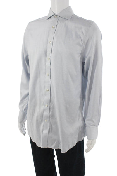 Charles Tyrwhitt Mens Mini Geometric Print Button Down Shirt Blue Size 42