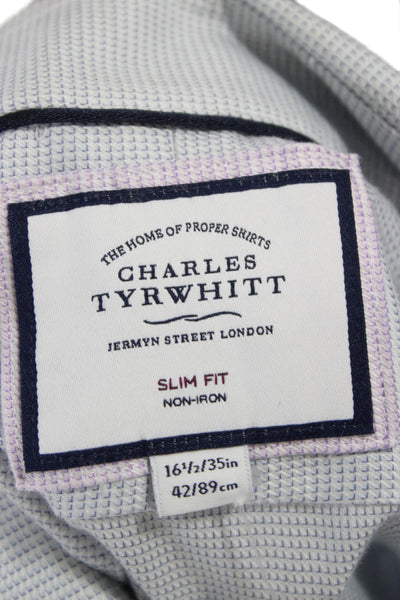 Charles Tyrwhitt Mens Mini Geometric Print Button Down Shirt Blue Size 42
