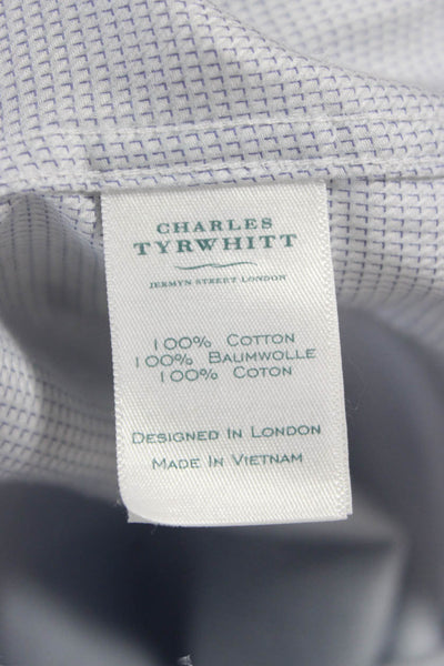 Charles Tyrwhitt Mens Mini Geometric Print Button Down Shirt Blue Size 42