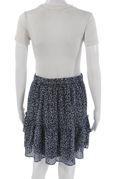 J Crew Women Blue Floral Flare Skirt Polyester Pull On Short Size XS