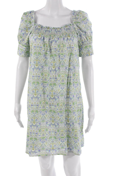 J Crew Womens Shift Dress Multicolor Square Neck Short Sleeve Cotton Size S
