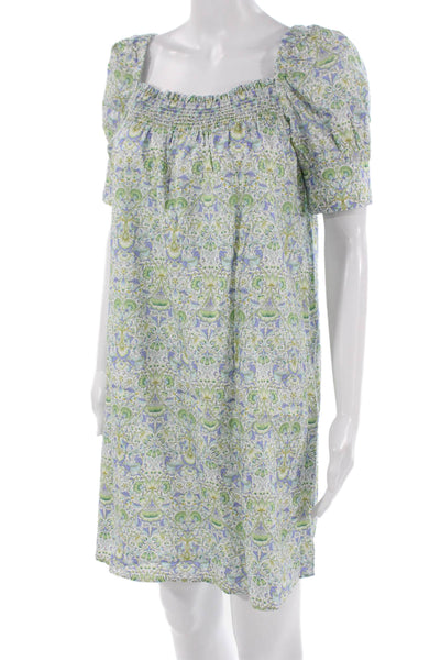 J Crew Womens Shift Dress Multicolor Square Neck Short Sleeve Cotton Size S