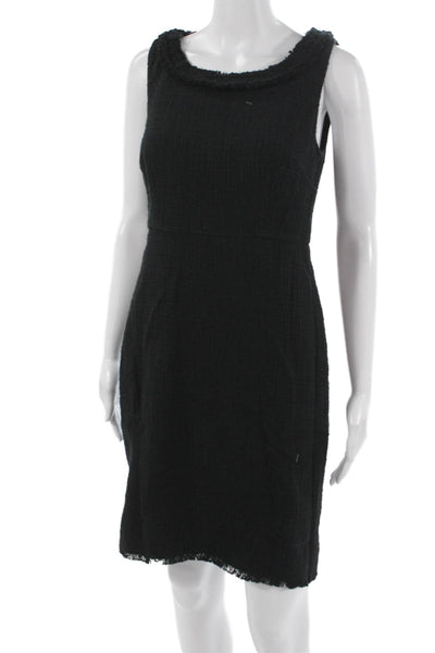 J Crew Women Sheath Dress Black Cotton Sleeveless Petite Size 4