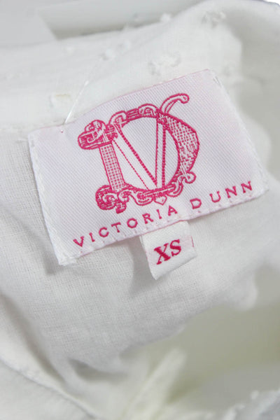 Victoria Dunn Women Dress White Cotton Collared 3/4 Sleeve Long Size XS