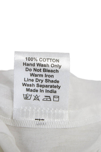 Victoria Dunn Women Dress White Cotton Collared 3/4 Sleeve Long Size XS
