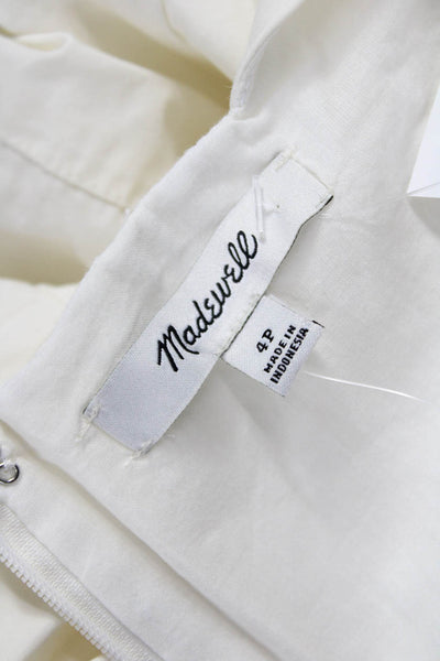 Madewell Women Shift Dress White Cotton Square Neck Short Sleeve Size 4P