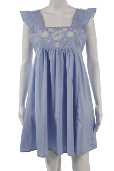 Draper James Womens Blue Floral Sundress Square Neck Sleeveless Size 30