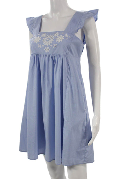 Draper James Womens Blue Floral Sundress Square Neck Sleeveless Size 30