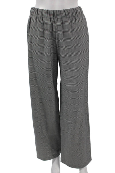 Muze Womens Dress Pants Gray Plaid Polyester Blend Pull On Size S