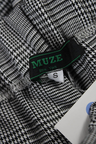 Muze Womens Dress Pants Gray Plaid Polyester Blend Pull On Size S