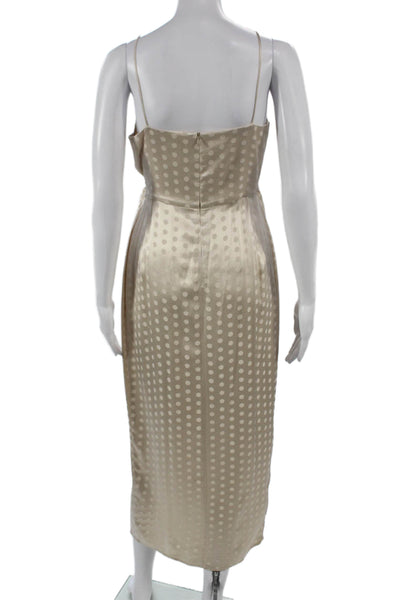 Bec & Bridge Women Wrap Dress Beige Polka Dot V-Neck Sleeveless Tie Size 4