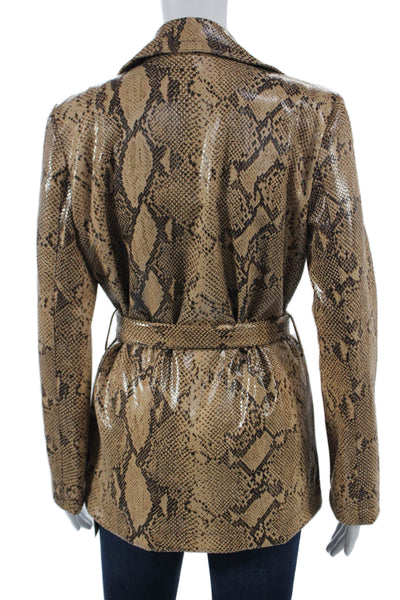 Current Air Womens Beige Animal Print Basic Jacket Tie Polyester Size S
