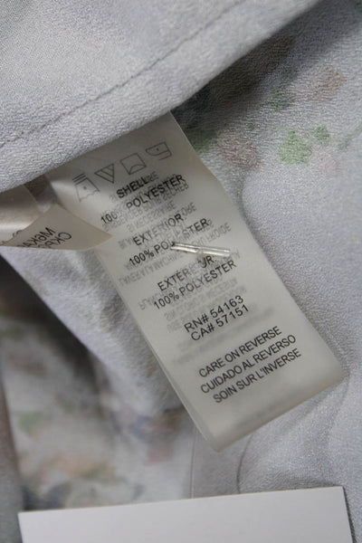 Calvin Klein Women Basic Gray Floral V-Neck Long Sleeve Blouse Polyester Size L