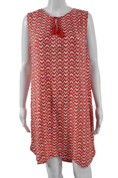 Beach Lunch Lounge Womens Shift Dress Red Viscose Sleeveless Knee Length Size L