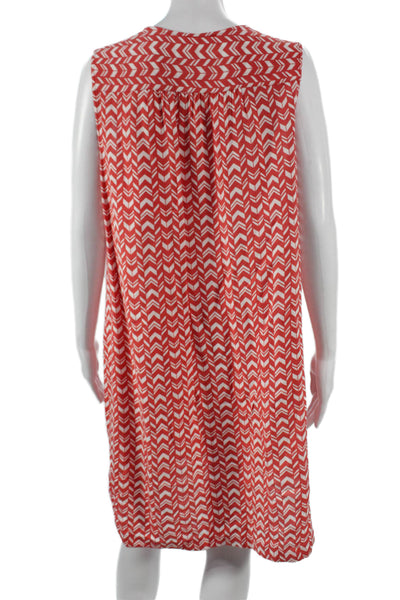 Beach Lunch Lounge Womens Shift Dress Red Viscose Sleeveless Knee Length Size L
