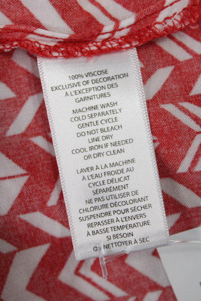 Beach Lunch Lounge Womens Shift Dress Red Viscose Sleeveless Knee Length Size L