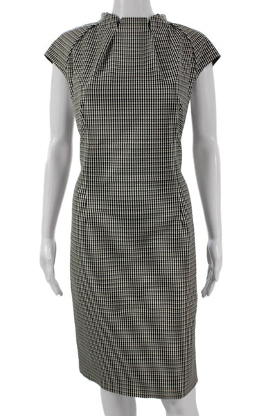 Karen Millen Womens Sheath Dress Black Wool High Neck Size 12