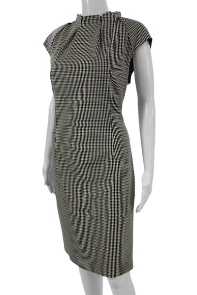 Karen Millen Womens Sheath Dress Black Wool High Neck Size 12