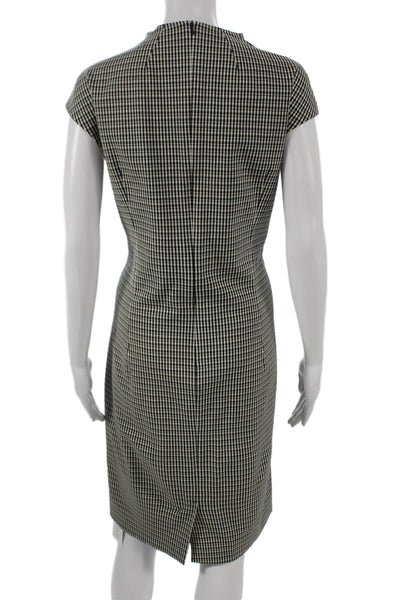 Karen Millen Womens Sheath Dress Black Wool High Neck Size 12