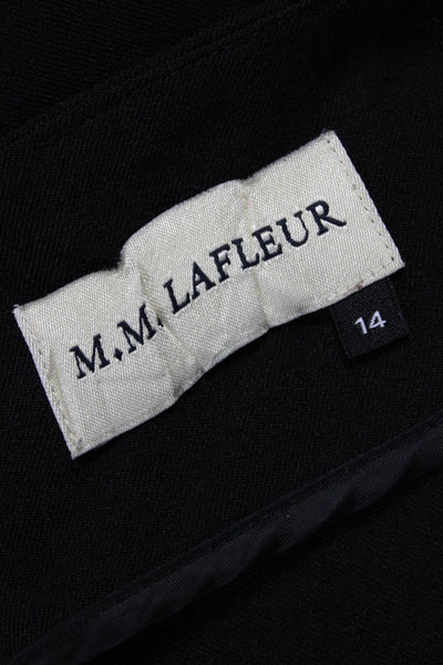 M.M. Lafleur Women Sheath Dress Black Boat Neck 3/4 Sleeve Knee Zip Size 14