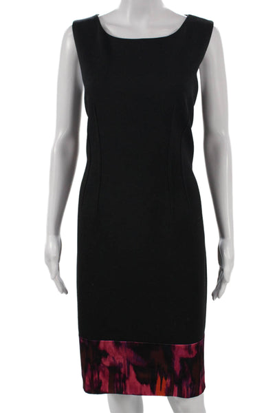 T Tahari Womens Sheath Dress Black Boat Neck Sleeveless Zip Size 12