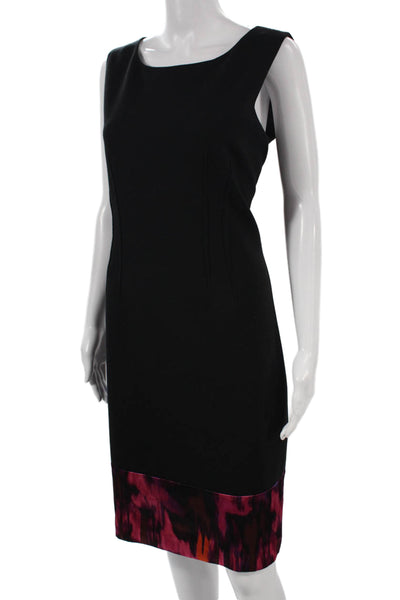 T Tahari Womens Sheath Dress Black Boat Neck Sleeveless Zip Size 12