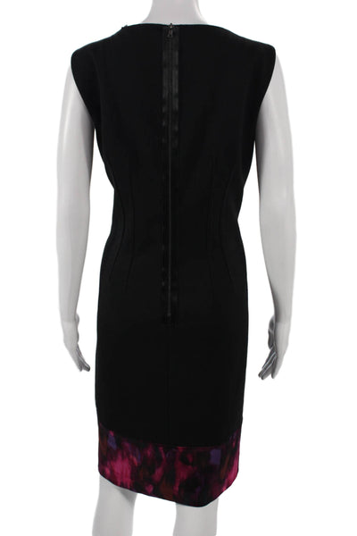 T Tahari Womens Sheath Dress Black Boat Neck Sleeveless Zip Size 12