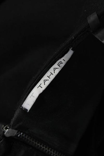 T Tahari Womens Sheath Dress Black Boat Neck Sleeveless Zip Size 12