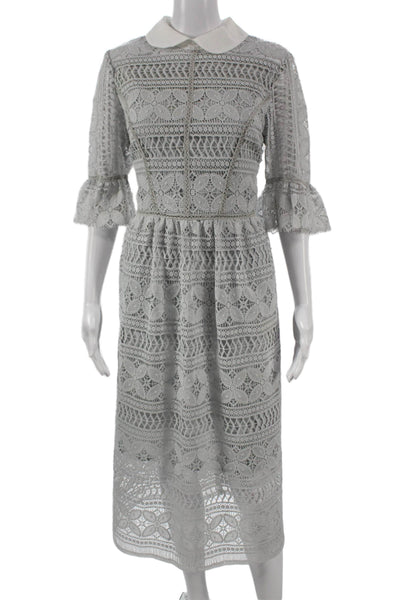 True Decadence Women Fit & Flare Dress Gray Floral 3/4 Sleeve Size 12 Tall
