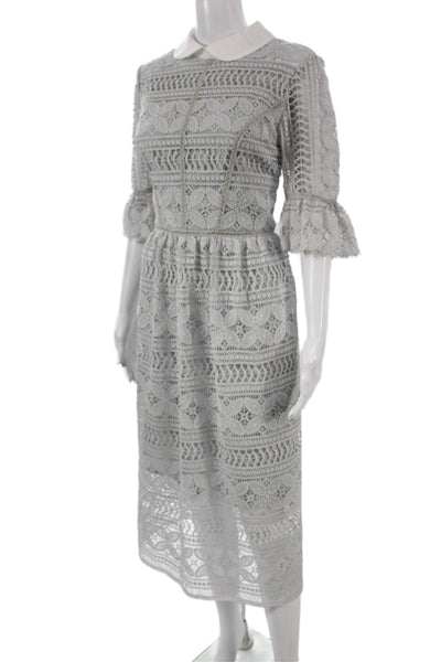 True Decadence Women Fit & Flare Dress Gray Floral 3/4 Sleeve Size 12 Tall