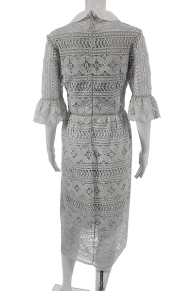 True Decadence Women Fit & Flare Dress Gray Floral 3/4 Sleeve Size 12 Tall