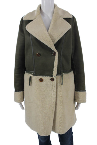 Patrizia Luca Women Overcoat Green Polyester Button Long Sleeve Size S