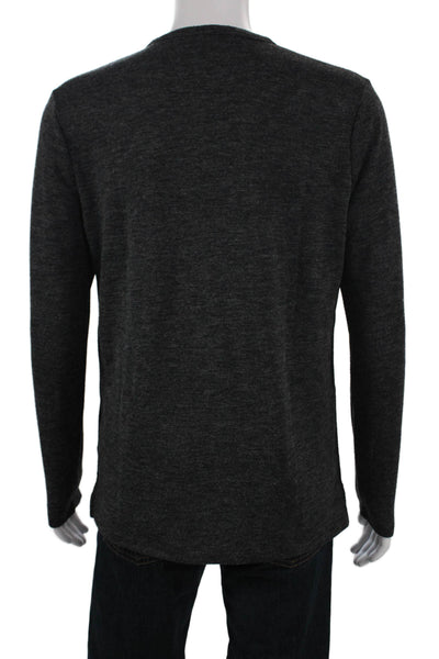 Banana Republic Mens Pullover Henley Sweater Gray Polyester Long Sleeve Size L