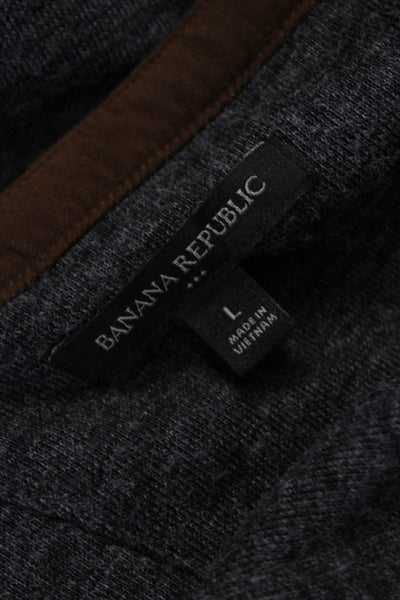 Banana Republic Mens Pullover Henley Sweater Gray Polyester Long Sleeve Size L