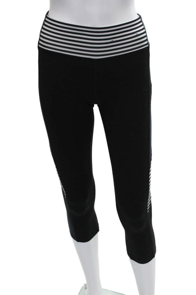 Champion Womens Capri Leggings Black Striped Polyester Pull On Size XS