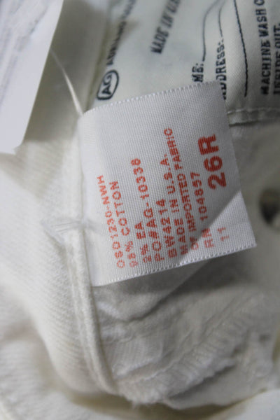 AG Women Cropped White Mid Rise Cotton Blend Jeans Size 26