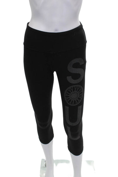 Lululemon Women Capri Leggings Black Polyester Blend Solid Size S
