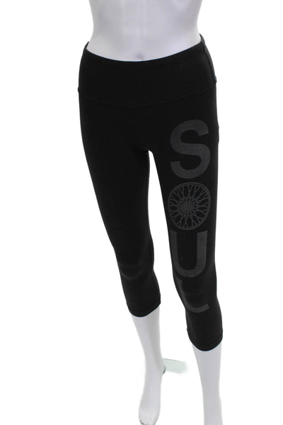Lululemon Women Capri Leggings Black Polyester Blend Solid Size S