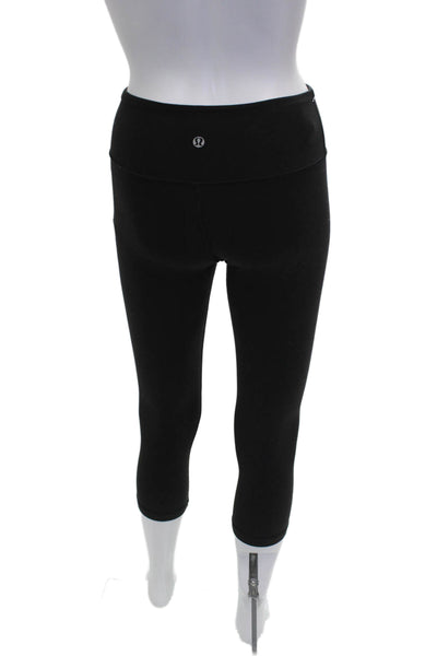 Lululemon Women Capri Leggings Black Polyester Blend Solid Size S