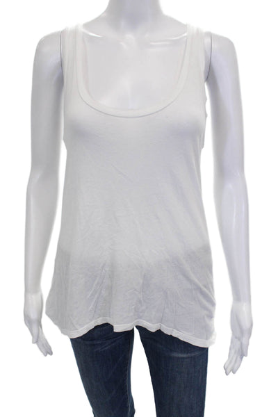 LNA Womens Basic Sleeveless Scoop Neck Cotton Tank White Pullover Size M