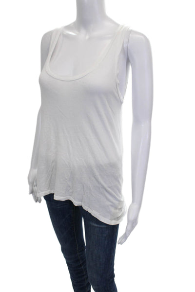 LNA Womens Basic Sleeveless Scoop Neck Cotton Tank White Pullover Size M