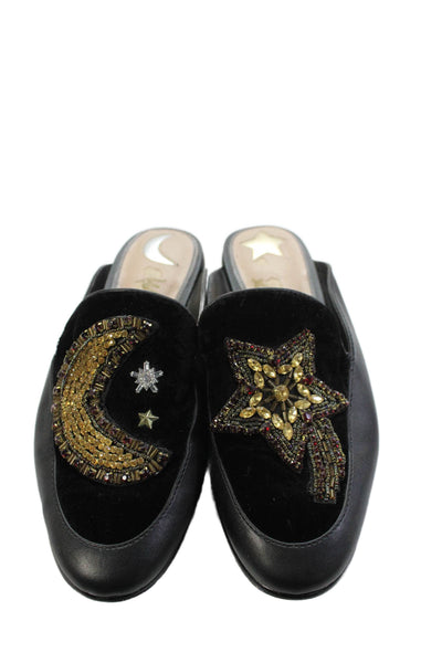 Sam Edelman Womens Leather Embellished Slide On Mules Black Size 5