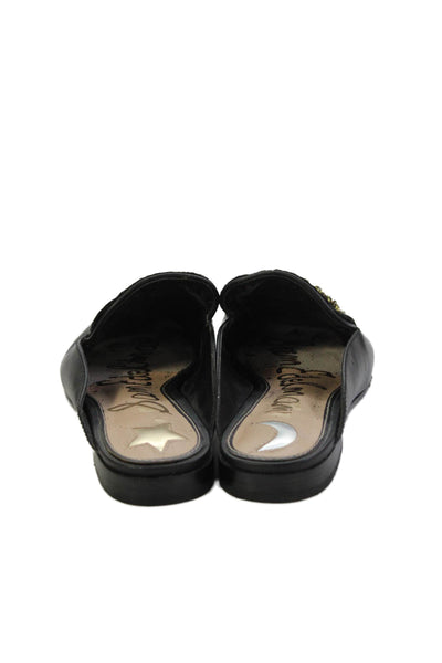 Sam Edelman Womens Leather Embellished Slide On Mules Black Size 5