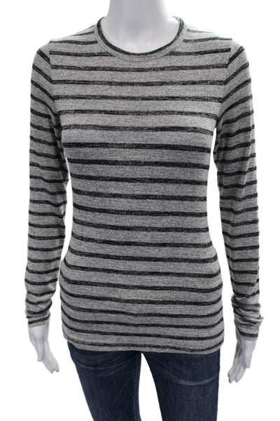 Rag & Bone Womens Striped Rayon Crew Neck Long Sleeve T-Shirt Gray Size XS