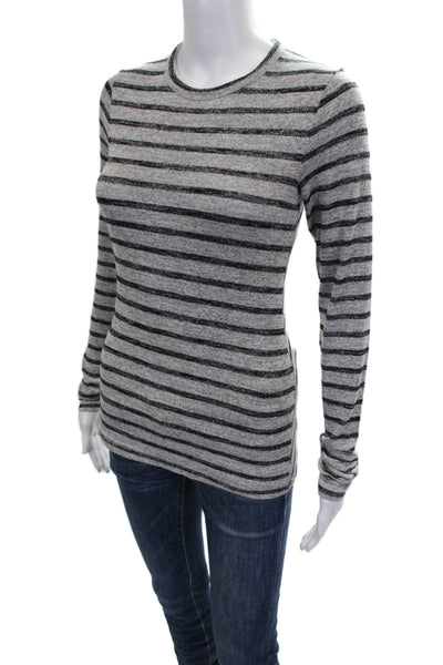 Rag & Bone Womens Striped Rayon Crew Neck Long Sleeve T-Shirt Gray Size XS