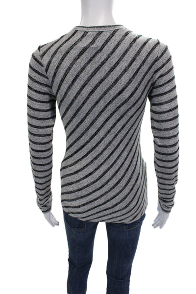 Rag & Bone Womens Striped Rayon Crew Neck Long Sleeve T-Shirt Gray Size XS