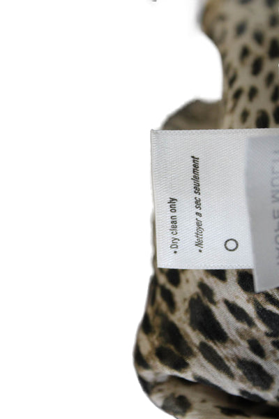 Paige Black Label Women Black Silk Animal Print Long Sleeve Blouse Size XS