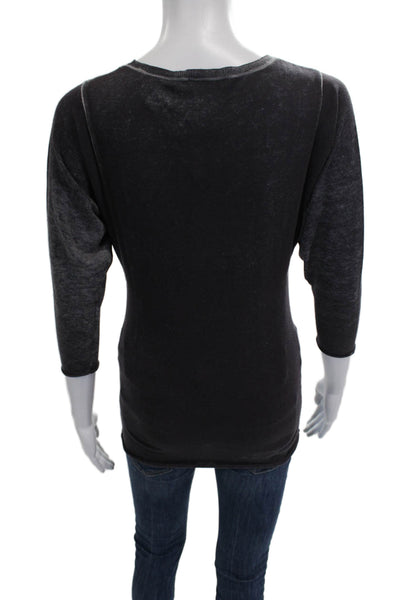 COOP Womens Basic V-Neck Gray Cotton 3/4 Sleeve T-Shirt Size XS