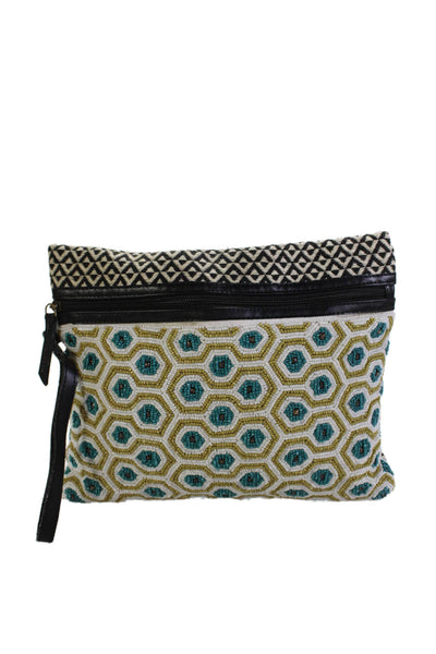 Big Buddha Womens Beaded Zipper Closure Large Clutch Handbag Multi Colored