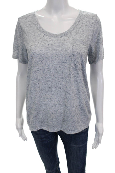 Club Monaco Women Basic T-Shirt Gray Scoop Neck Short Sleeve Polyester Size M